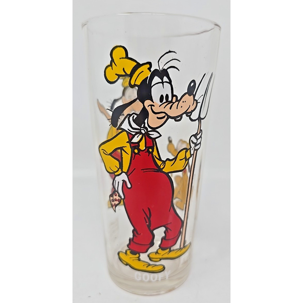 1977 Walt Disney Happy‎ Birthday Mickey Pepsi Glass - Goofy & Pluto U301